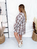 Purple Taupe Plaid Mineral Washed Button Down Shirt - Whiskey Skies - EASEL