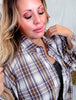 Purple Taupe Plaid Mineral Washed Button Down Shirt - Whiskey Skies - EASEL