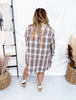 Purple Taupe Plaid Mineral Washed Button Down Shirt - Whiskey Skies - EASEL