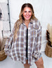 Purple Taupe Plaid Mineral Washed Button Down Shirt - Whiskey Skies - EASEL