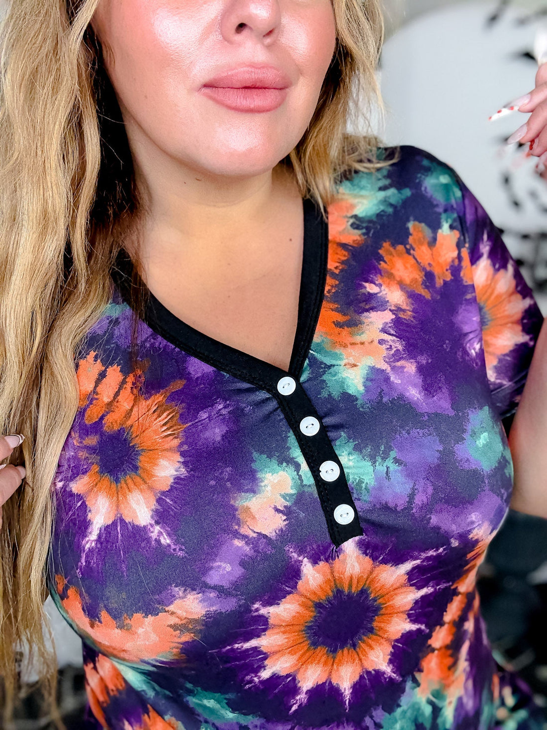 Purple Tie Dye Short Sleeve Shirt & Jogger Set - Whiskey Skies - SHIRLEY & STONE