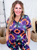 Purple Tie Dye Short Sleeve Shirt & Jogger Set - Whiskey Skies - SHIRLEY & STONE