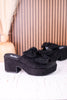 Put A Bow On It Black Faux Suede Platform Heels - Whiskey Skies - CORKYS FOOTWEAR