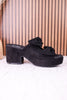 Put A Bow On It Black Faux Suede Platform Heels - Whiskey Skies - CORKYS FOOTWEAR