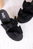 Put A Bow On It Black Faux Suede Platform Heels - Whiskey Skies - CORKYS FOOTWEAR