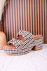 Put A Bow On It Black & Tan Houndstooth Platform Heels - Whiskey Skies - CORKYS FOOTWEAR