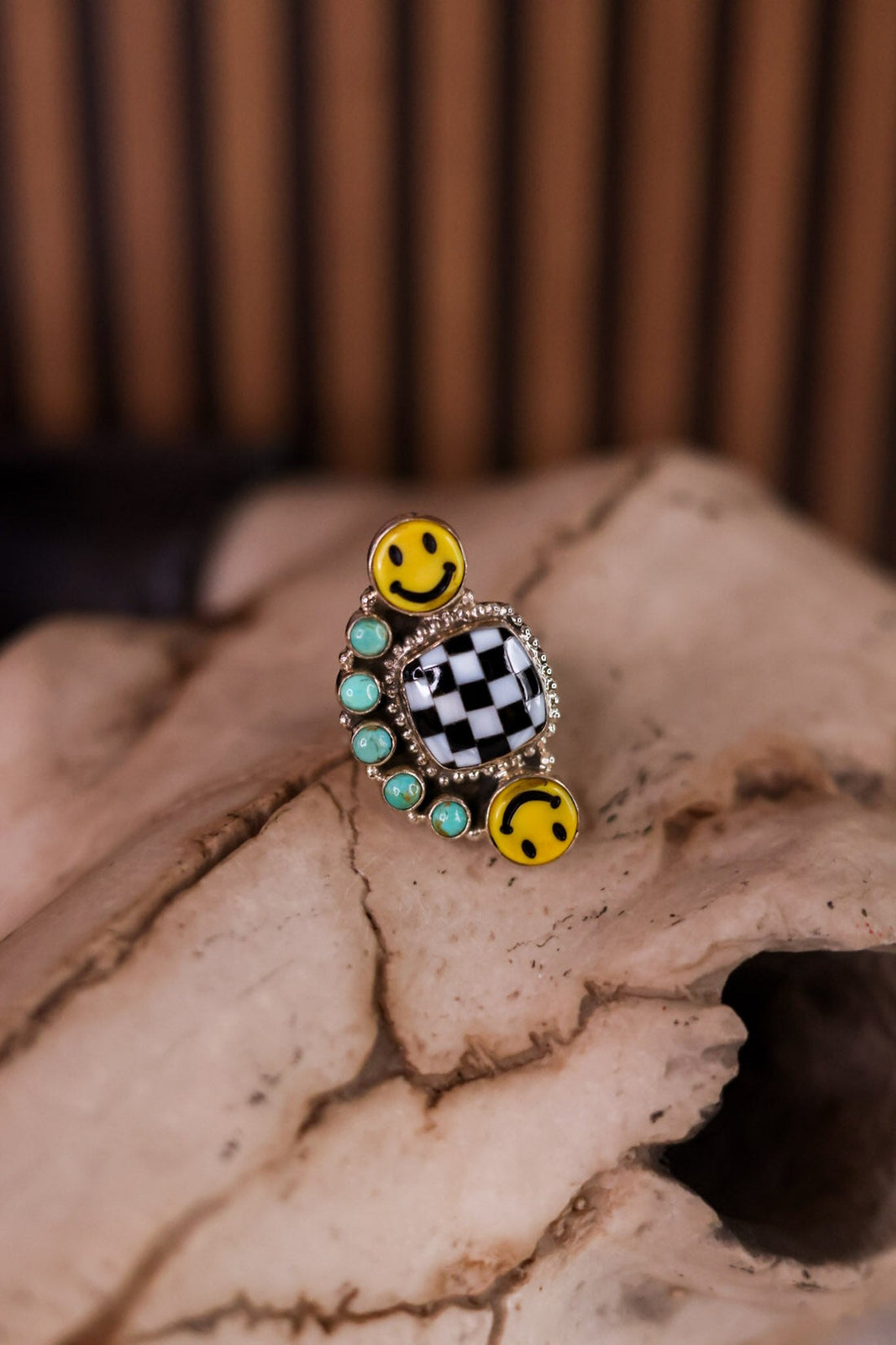 Put A Smile On Cluster Sterling Silver Stone Ring - Whiskey Skies - KRUSH KANDY