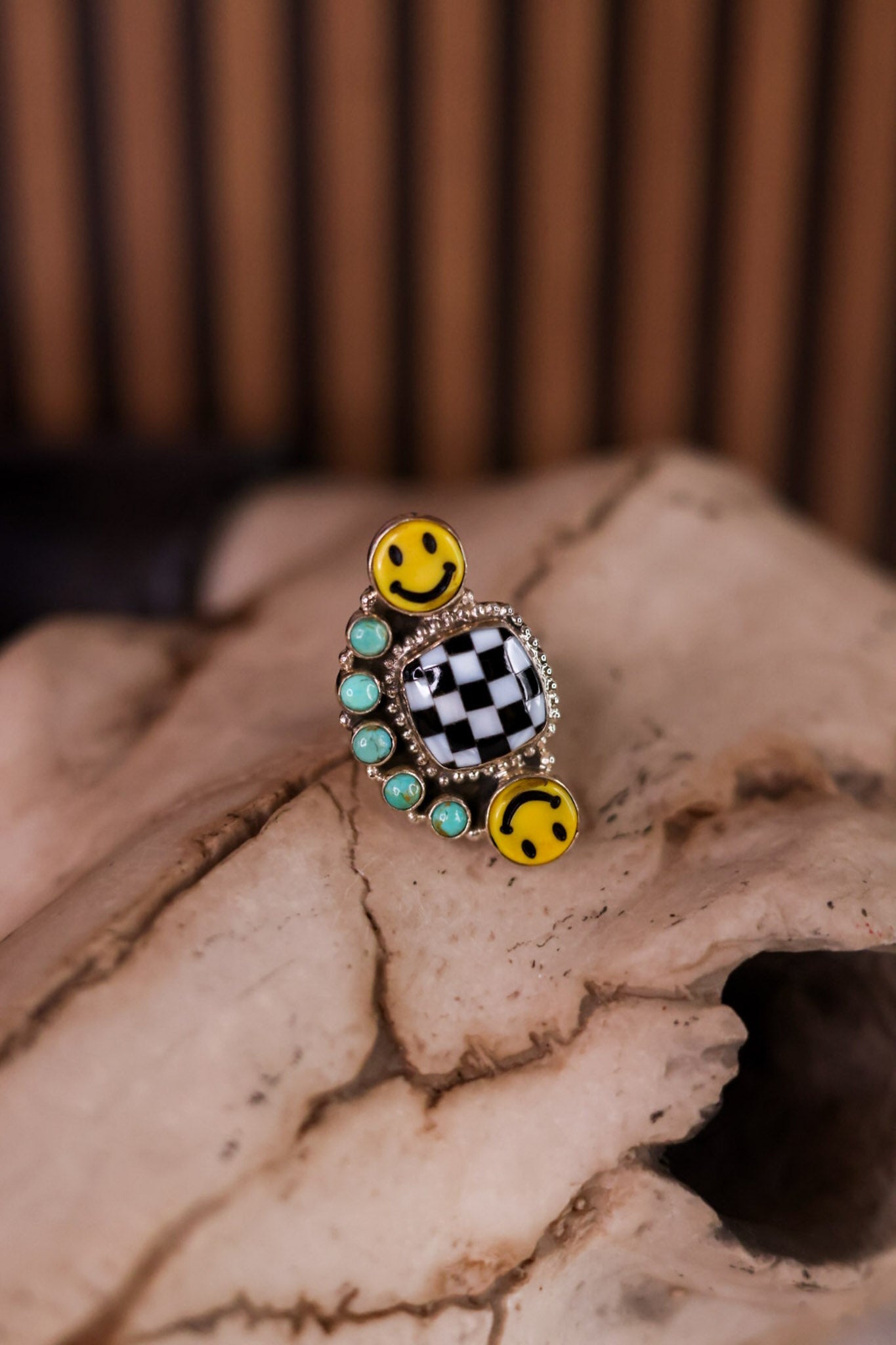 Put A Smile On Cluster Sterling Silver Stone Ring - Whiskey Skies - KRUSH KANDY