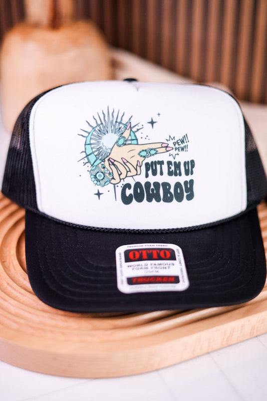 Put Em Up Cowboy Trucker Hat - Whiskey Skies - 1/2 PENNY WHOLESALE