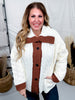 Quilted Puff Jacket With Cable Knit Front - Whiskey Skies - SEW IN LOVE