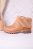 Quiver Ankle Booties With Sweater Cuff In Caramel - Whiskey Skies - CORKYS FOOTWEAR