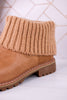 Quiver Ankle Booties With Sweater Cuff In Caramel - Whiskey Skies - CORKYS FOOTWEAR