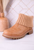 Quiver Ankle Booties With Sweater Cuff In Caramel - Whiskey Skies - CORKYS FOOTWEAR