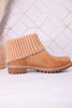 Quiver Ankle Booties With Sweater Cuff In Caramel - Whiskey Skies - CORKYS FOOTWEAR