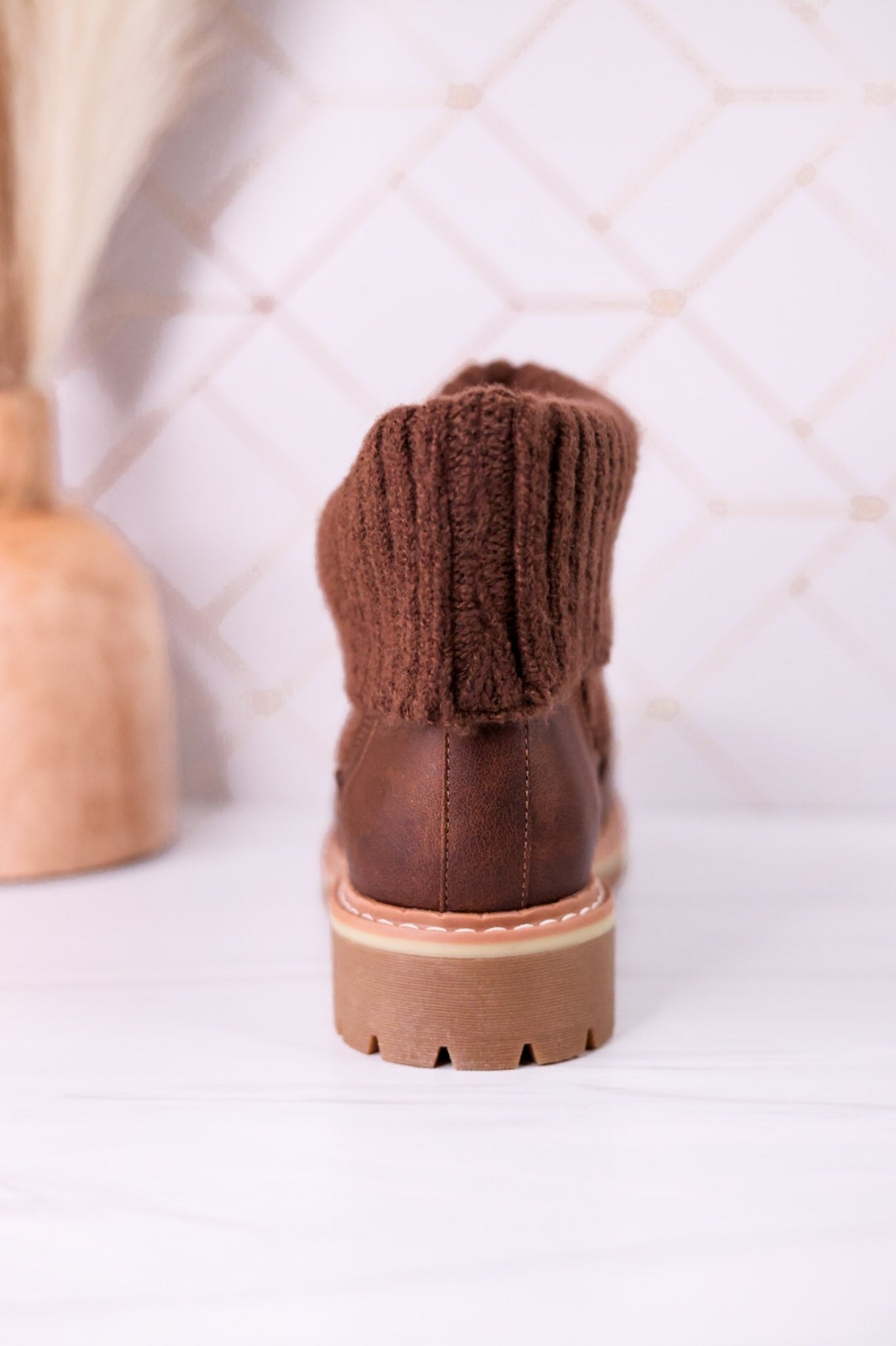 Quiver Brown Ankle Booties With Sweater Cuff - Whiskey Skies - CORKYS FOOTWEAR
