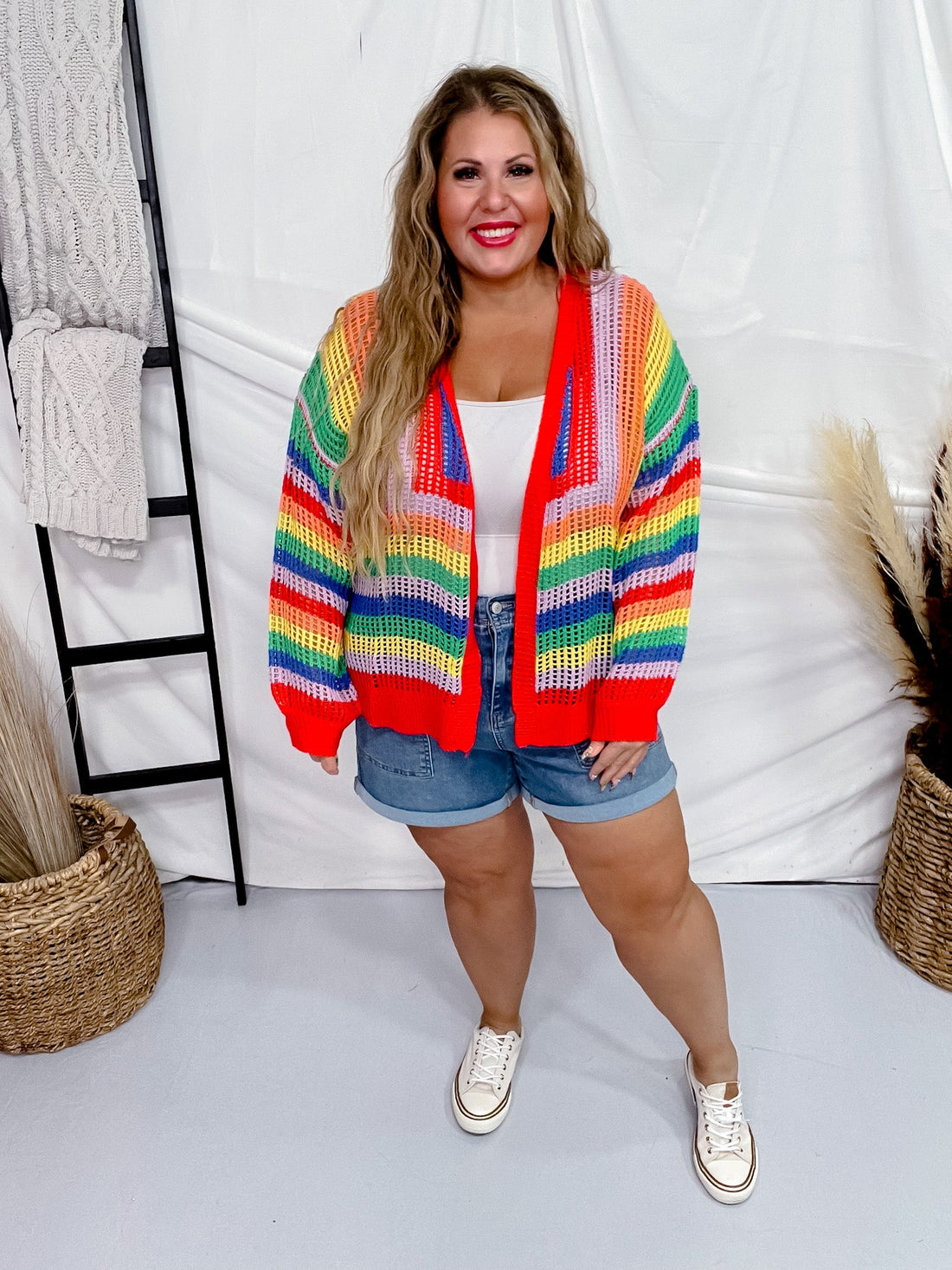 Rainbow Colorblock Cardigan - Whiskey Skies - DAVI & DANI