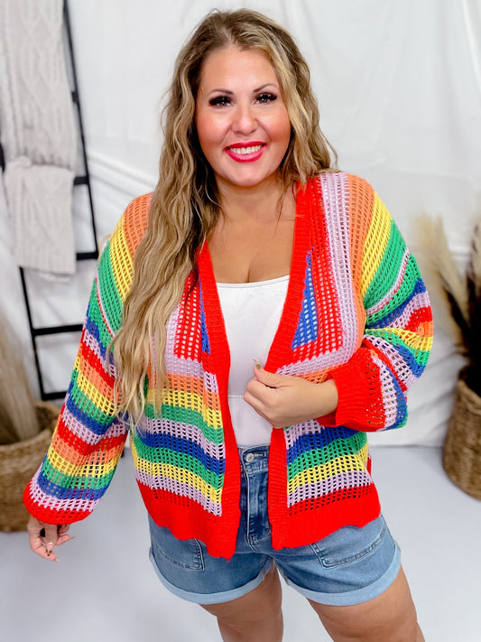 Rainbow Colorblock Cardigan - Whiskey Skies - DAVI & DANI