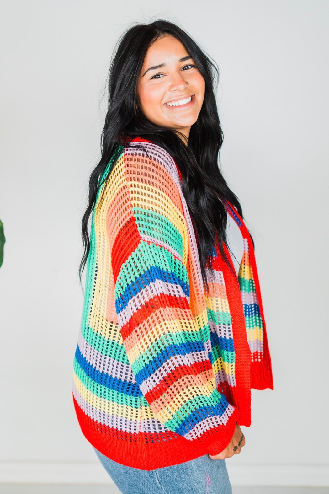Rainbow Colorblock Cardigan - Whiskey Skies - DAVI & DANI