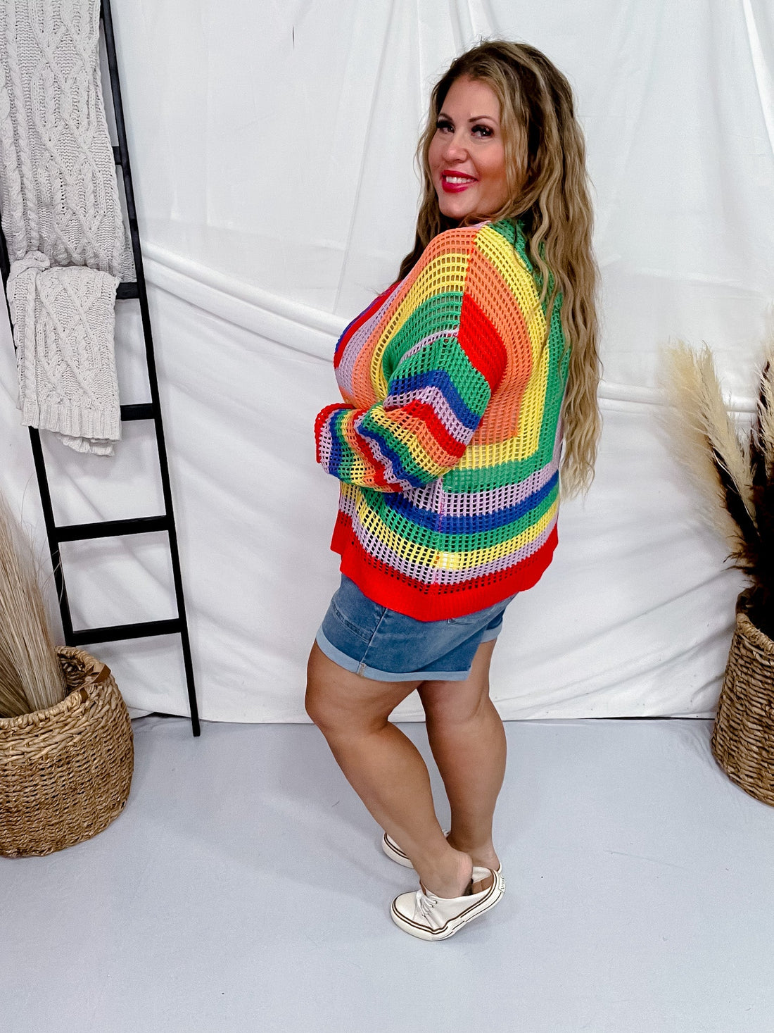 Rainbow Colorblock Cardigan - Whiskey Skies - DAVI & DANI