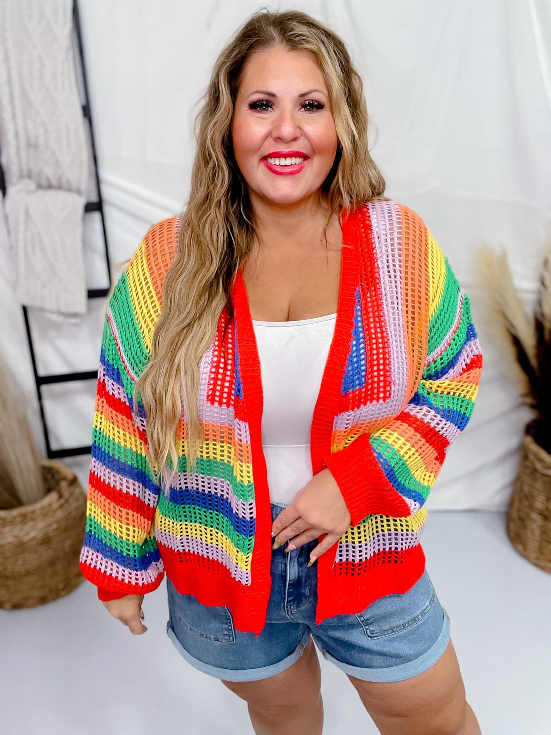 Rainbow Colorblock Cardigan - Whiskey Skies - DAVI & DANI