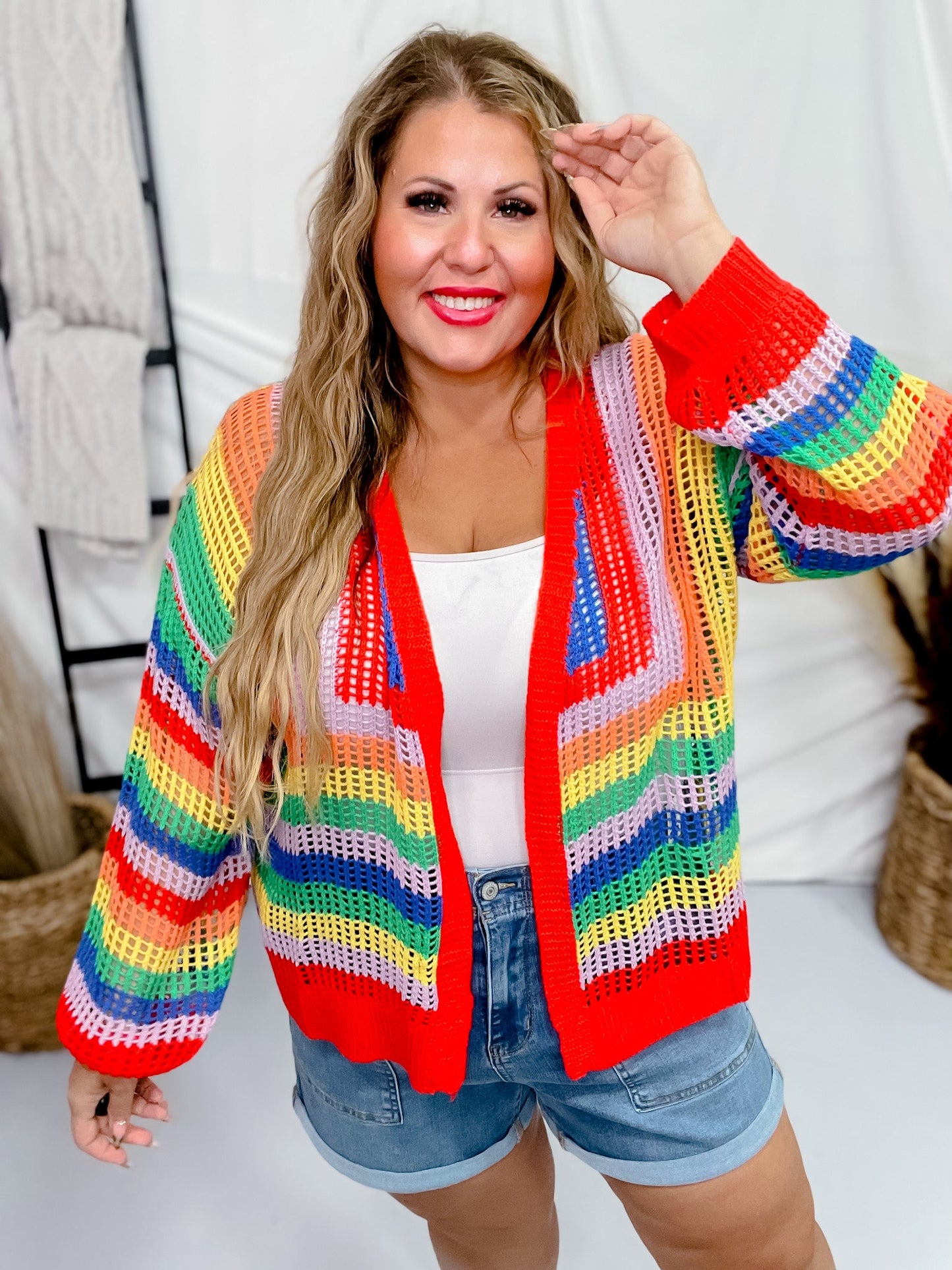 Rainbow Colorblock Cardigan - Whiskey Skies - DAVI & DANI