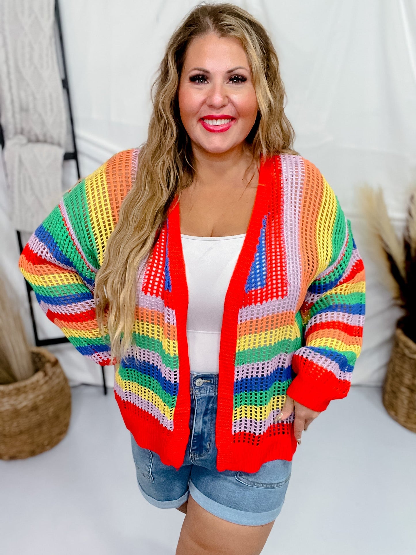 Rainbow Colorblock Cardigan - Whiskey Skies - DAVI & DANI