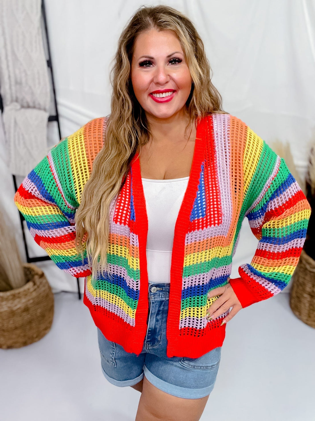 Rainbow Colorblock Cardigan - Whiskey Skies - DAVI & DANI