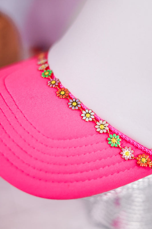 Rainbow Daisy Trucker Hat Chain - Whiskey Skies - VIBES HAT COMPANY