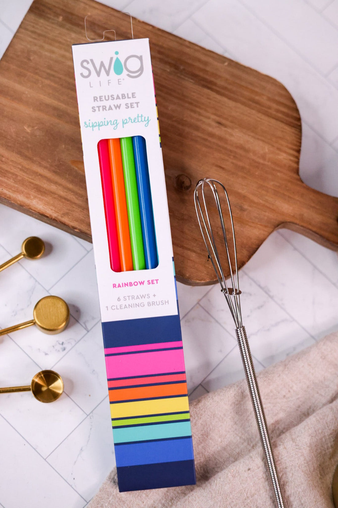 Rainbow Reusable Straw Set - Whiskey Skies - SWIG LIFE