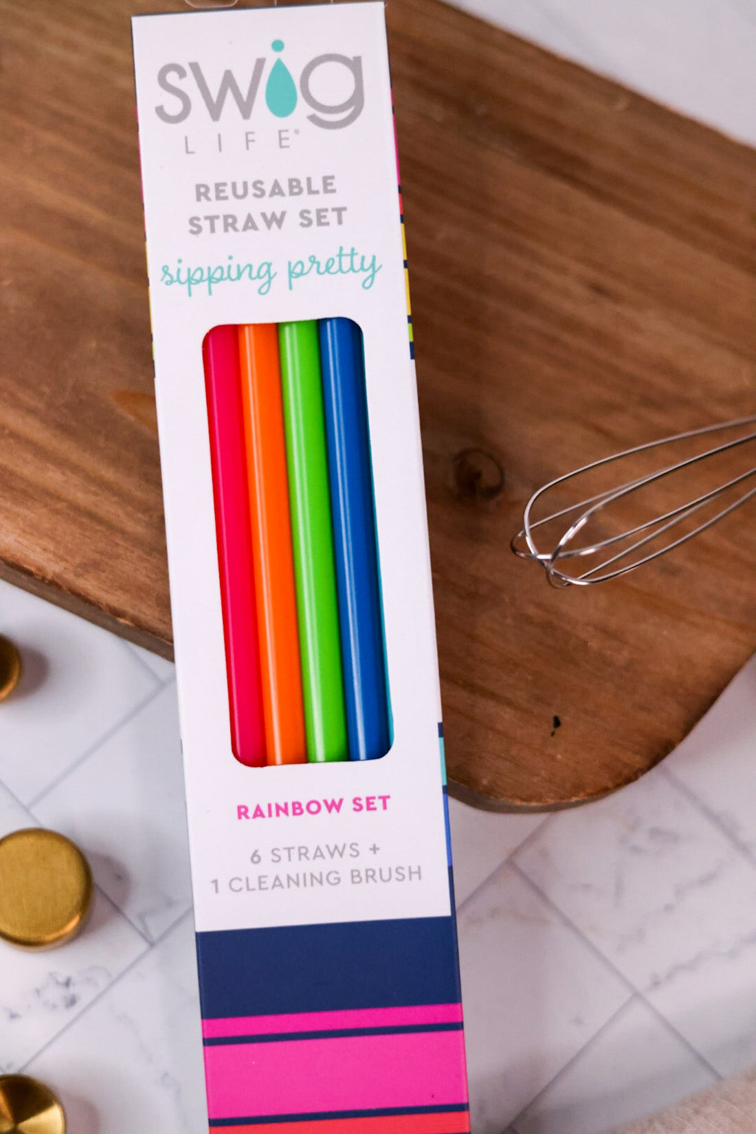 Rainbow Reusable Straw Set - Whiskey Skies - SWIG LIFE