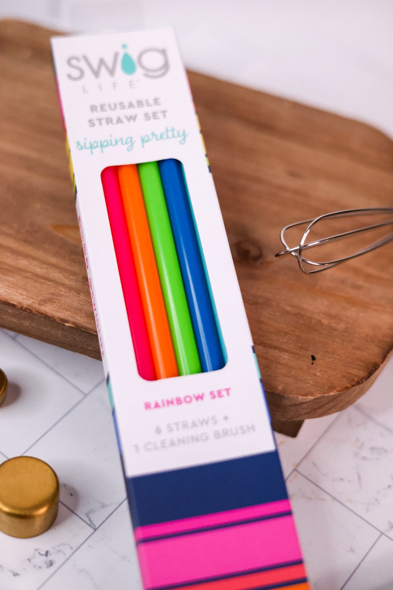 Rainbow Reusable Straw Set - Whiskey Skies - SWIG LIFE