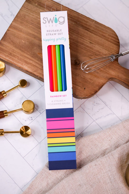 Rainbow Reusable Straw Set - Whiskey Skies - SWIG LIFE