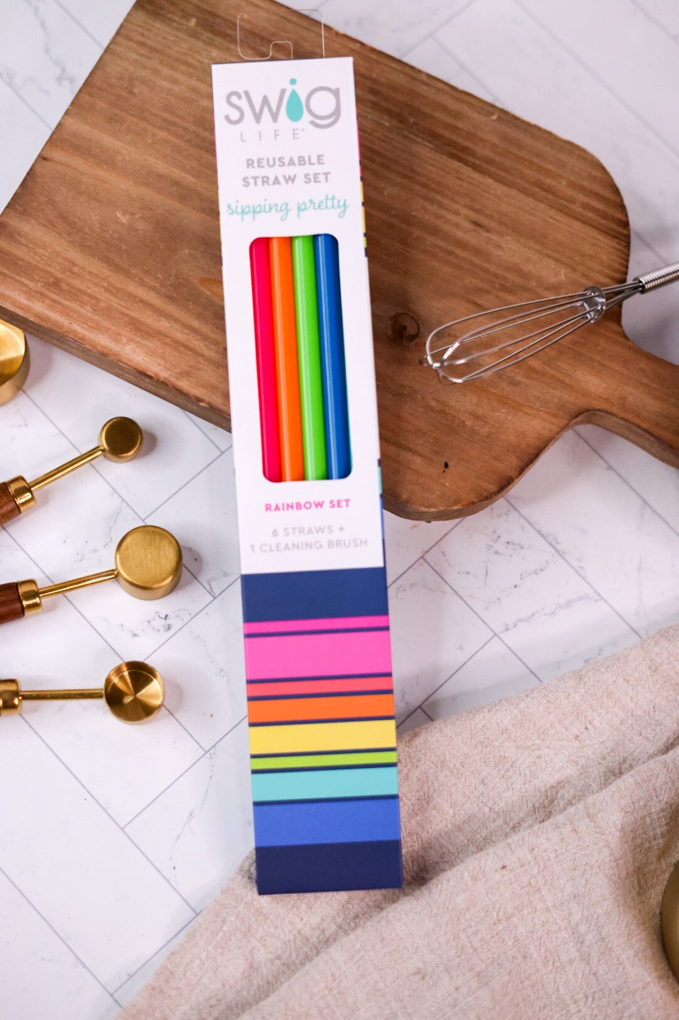 Rainbow Reusable Straw Set - Whiskey Skies - SWIG LIFE