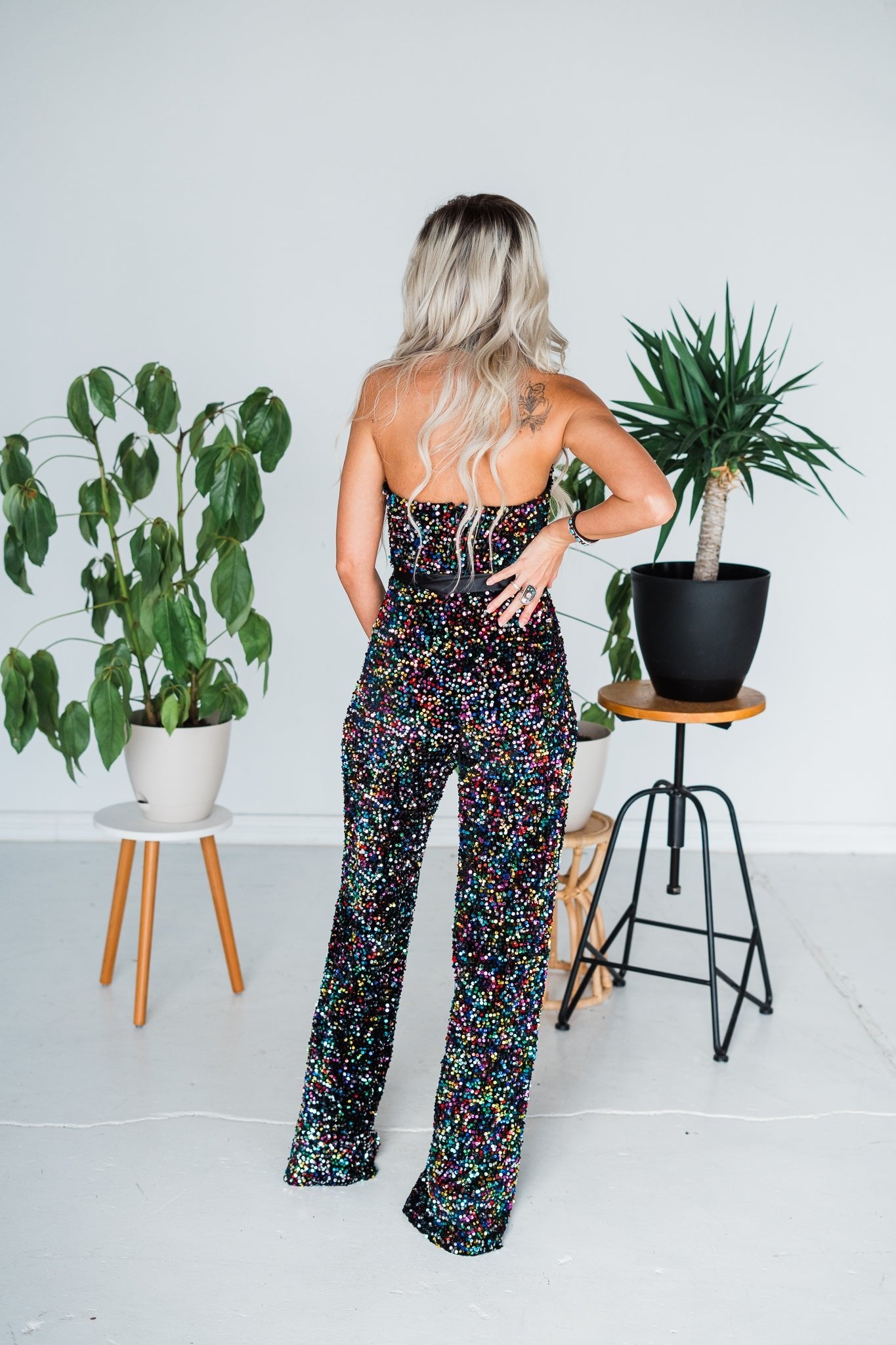 Rainbow Sequin Glamour Goddess Jumpsuit - Whiskey Skies - UNIQUE VINTAGE