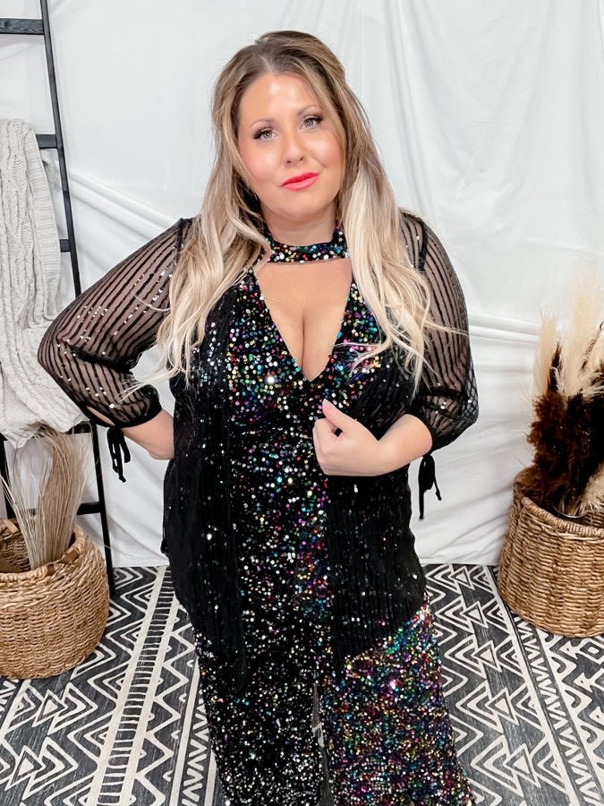 Rainbow Sequin Glamour Goddess Jumpsuit - Whiskey Skies - UNIQUE VINTAGE