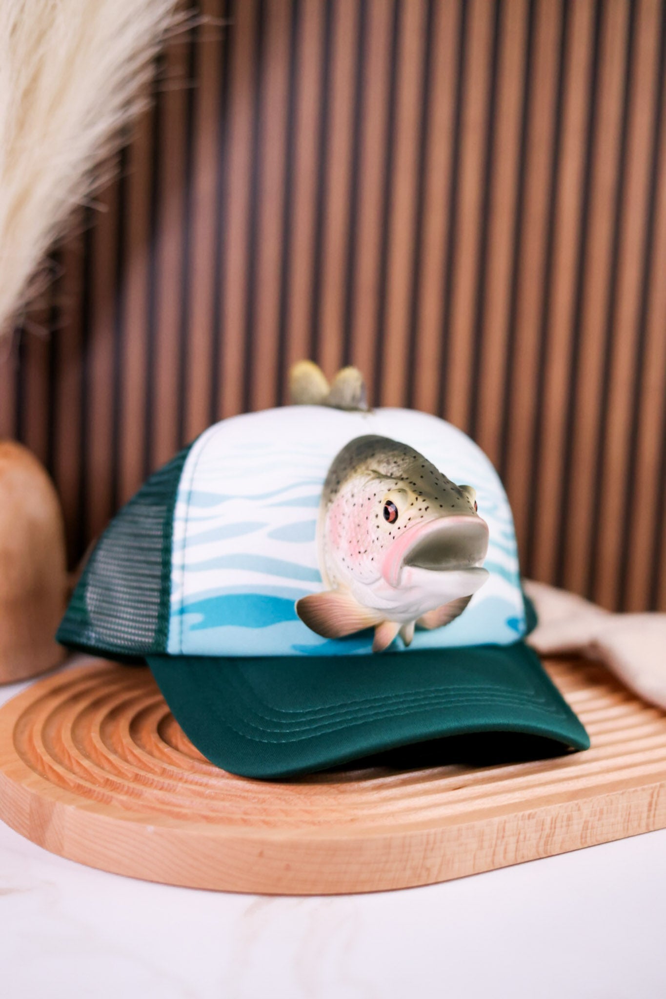 Rainbow Trout 3D Pop Trucker Hat - Whiskey Skies - JY DESIGNS