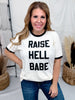 Raise Hell Babe Graphic Ringer Tee - Whiskey Skies - MUGSBY
