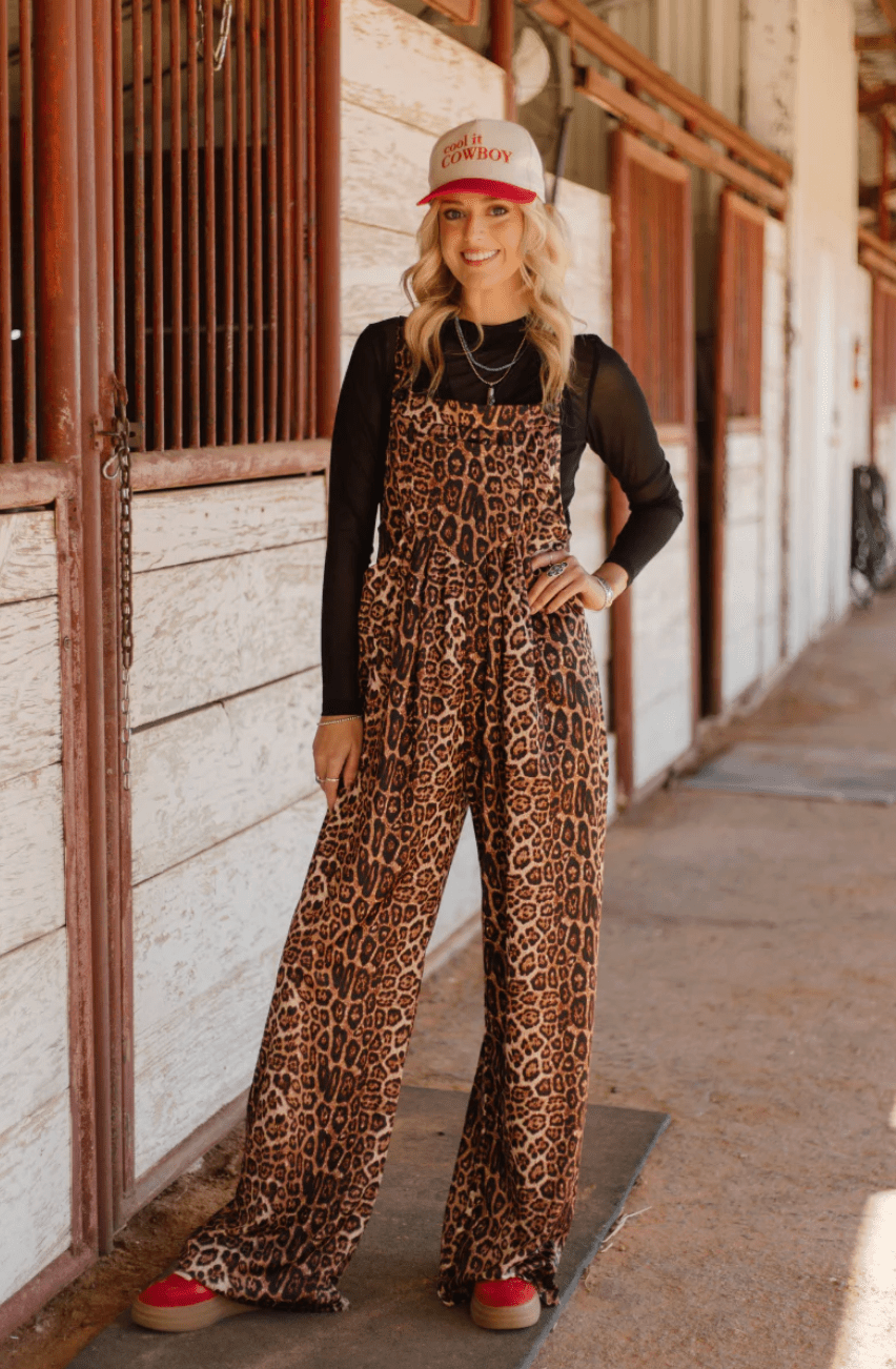 Range & Roar Leopard Print Jumpsuit - Whiskey Skies - STERLING KREEK