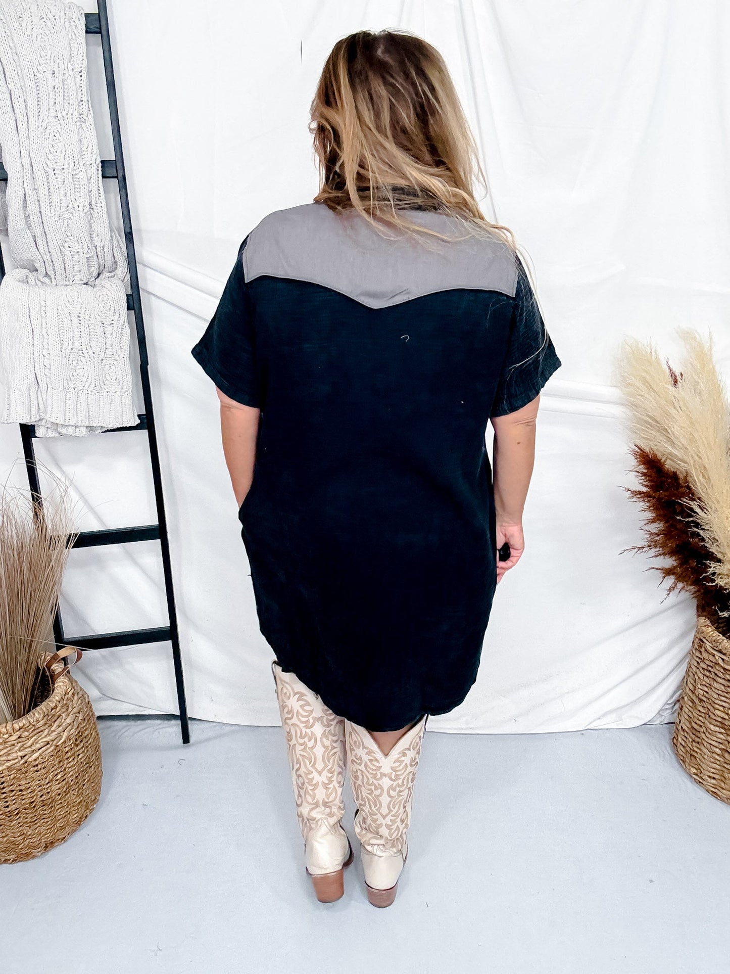 Rank Retro Button Down Black Dress - Whiskey Skies - 2 FLY CO.