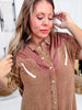 Rank Retro Button Down Saddle Colored Dress - Whiskey Skies - 2 FLY CO.