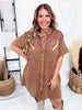 Rank Retro Button Down Saddle Colored Dress - Whiskey Skies - 2 FLY CO.