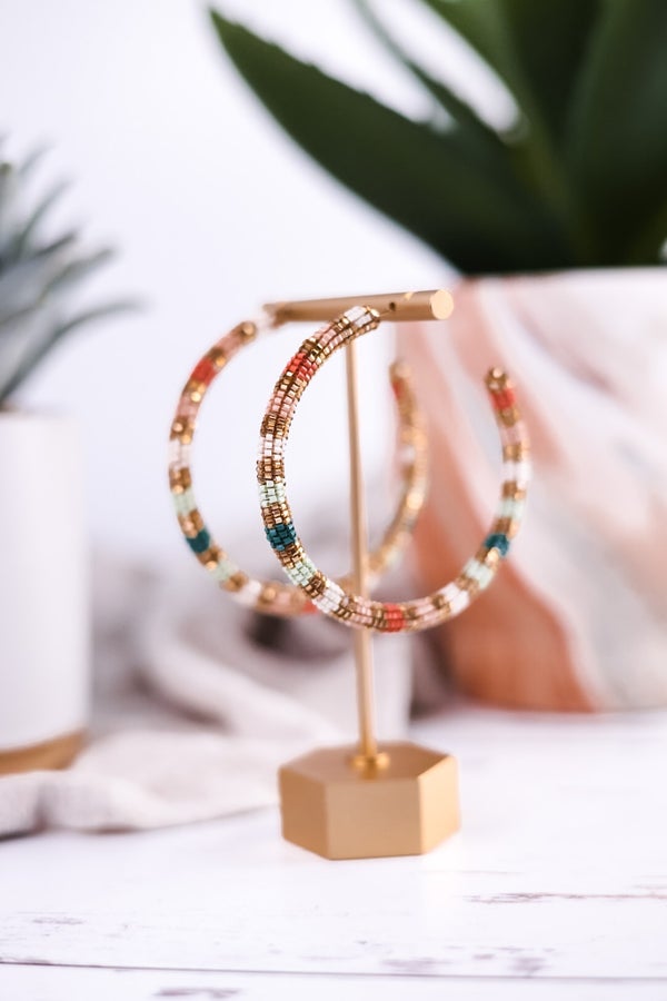 Raquel Striped Hoop Earrings Desert - Whiskey Skies - INK+ALLOY