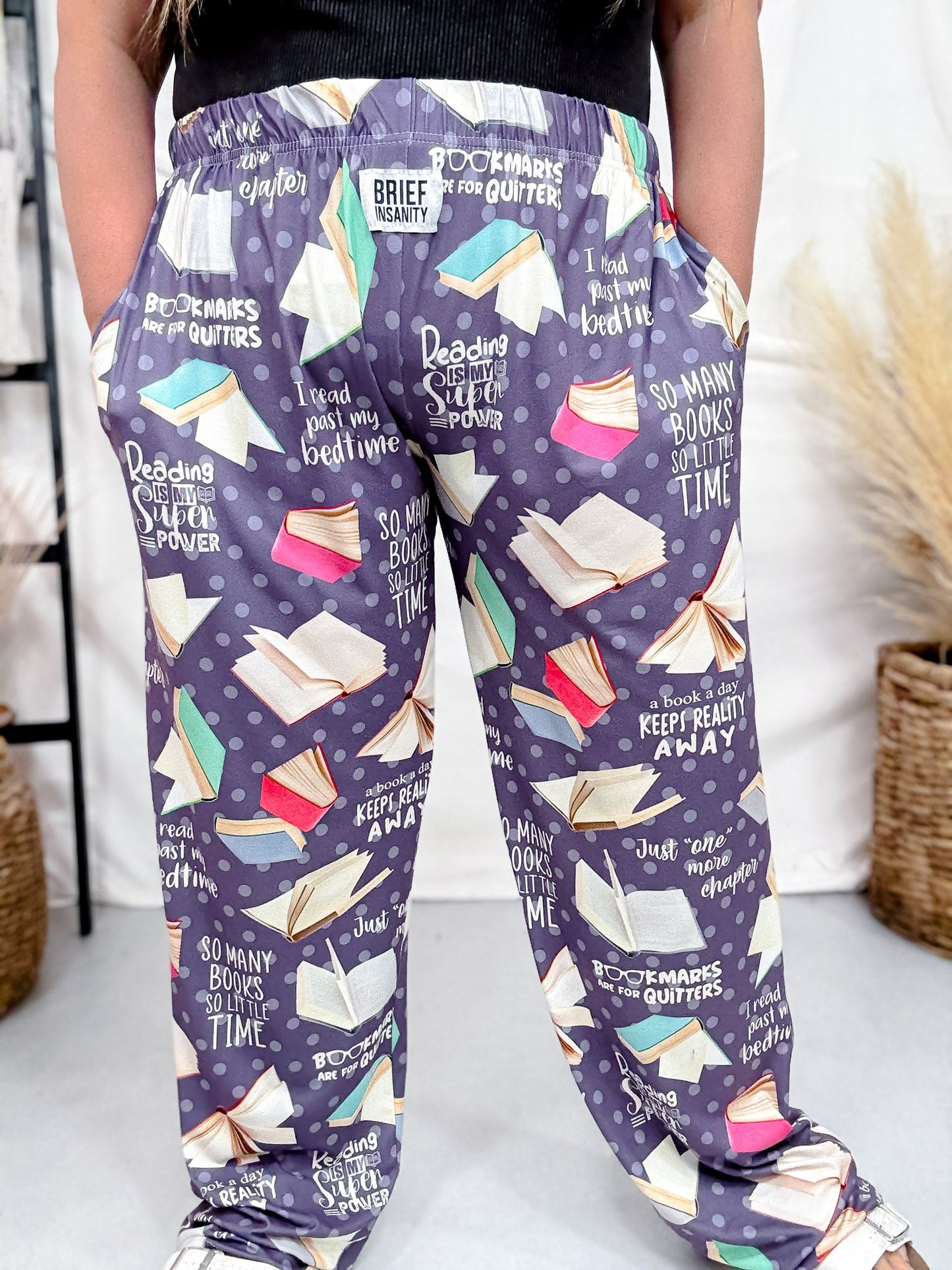 "Reading Is My Superpower" Book Inspired Loungewear Pants - Whiskey Skies - BRIEF INSANITY