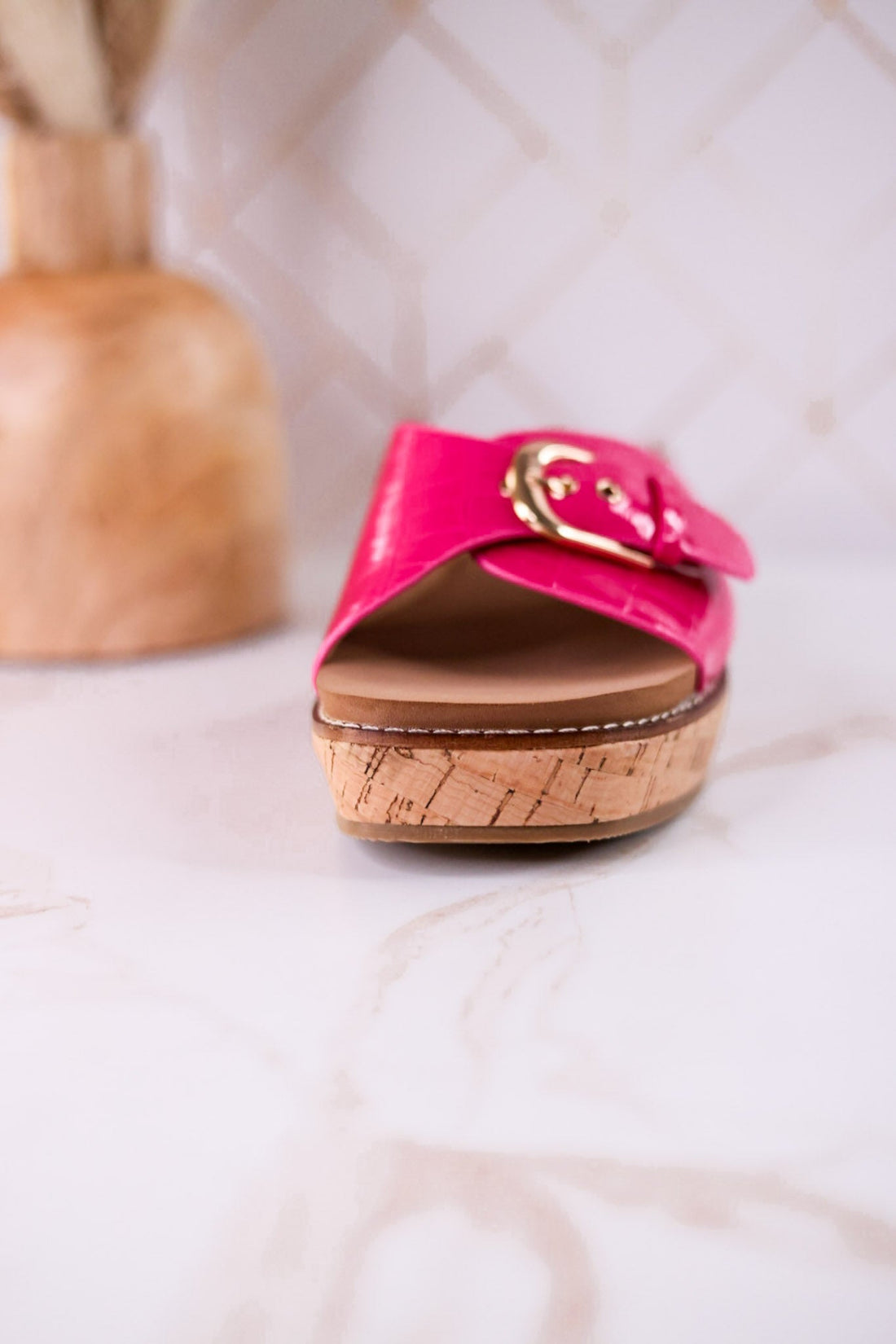 "Reality" Pink Crocodile Textured Sandals - Whiskey Skies - CORKYS FOOTWEAR