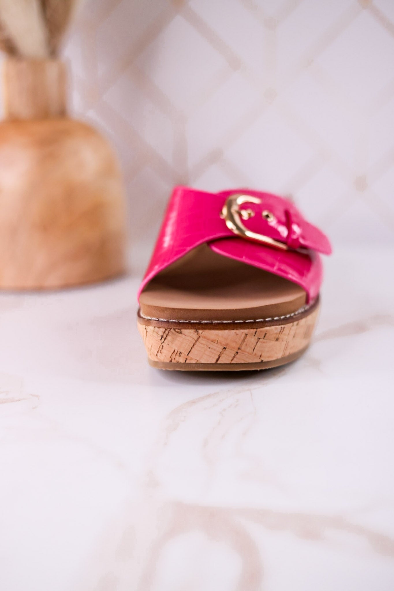 "Reality" Pink Crocodile Textured Sandals - Whiskey Skies - CORKYS FOOTWEAR