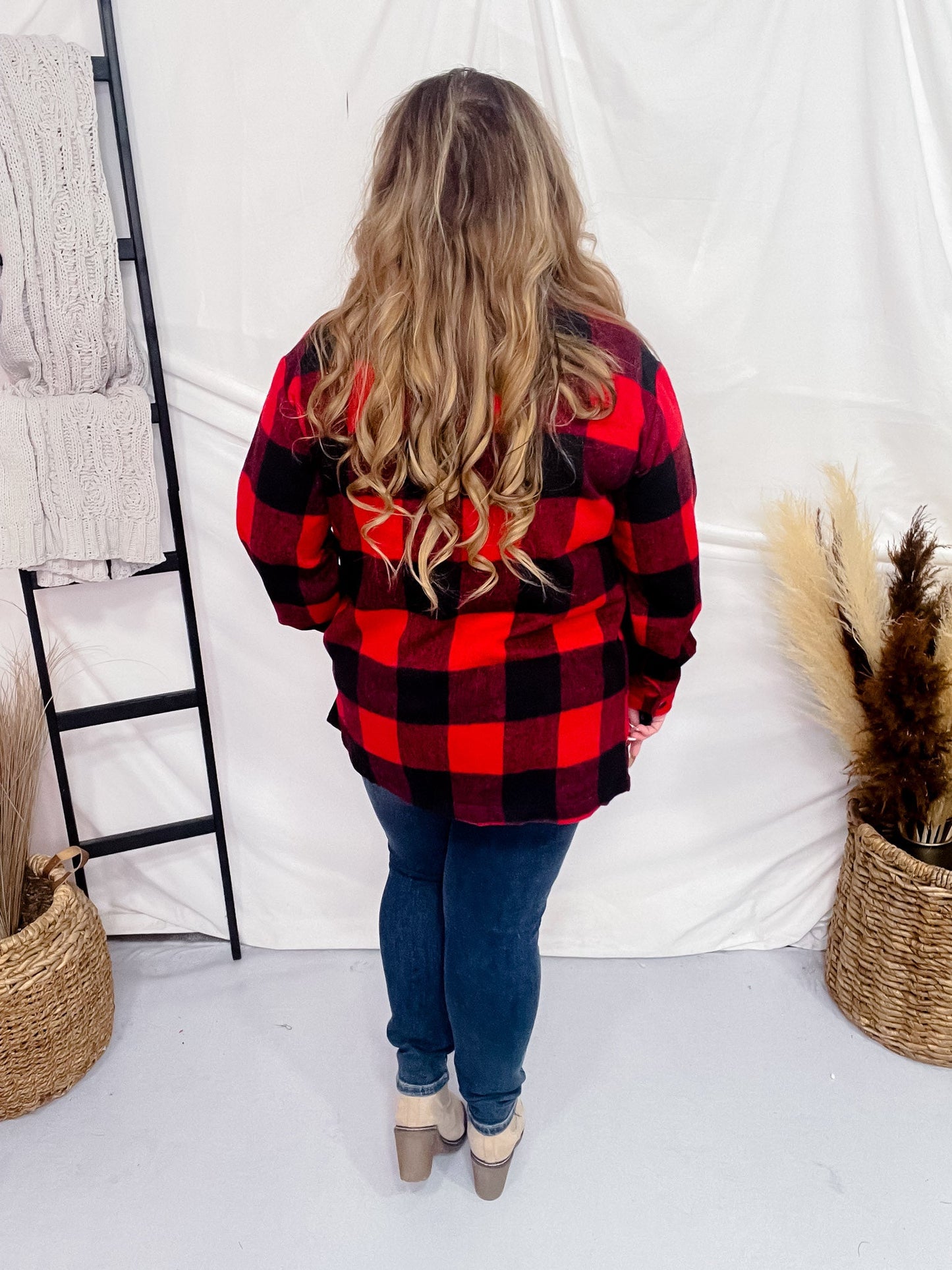 Red and Black Buffalo Plaid Shacket - Whiskey Skies - MICHELLE MAE