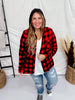 Red and Black Plaid Button Down Top with Hood - Whiskey Skies - DNA COUTURE