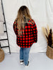 Red and Black Plaid Button Down Top with Hood - Whiskey Skies - DNA COUTURE