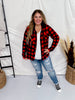 Red and Black Plaid Button Down Top with Hood - Whiskey Skies - DNA COUTURE