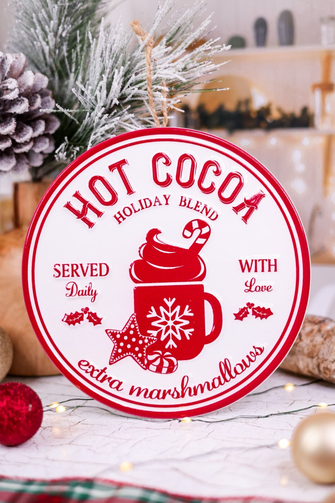 Red and White Round Holiday Treat Signs (3 Styles) - Whiskey Skies - SPECIAL T IMPORTS INC